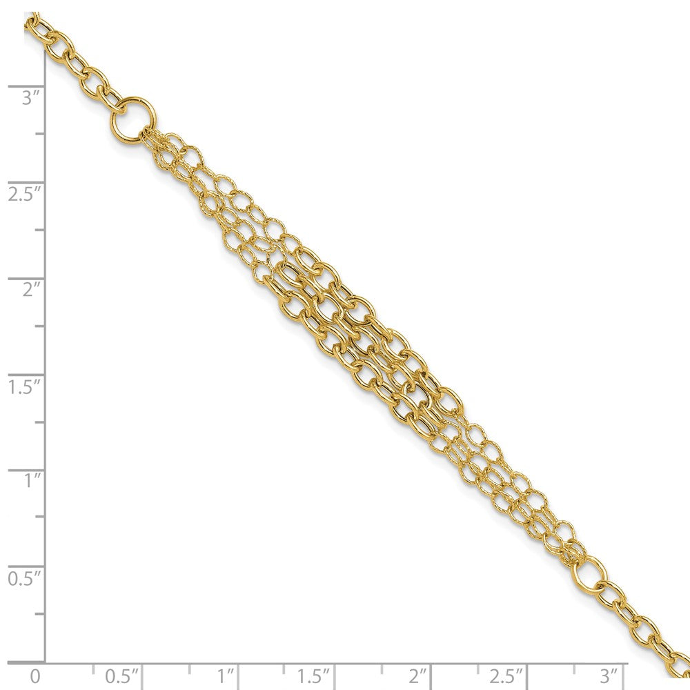Polished and Textured 3 Layer Fancy w/ .5in ext. Bracelet