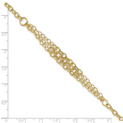 Polished and Textured 3 Layer Fancy w/ .5in ext. Bracelet