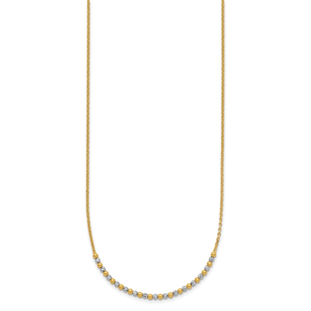 Diamond-cut Beaded Necklace 18" - Two-Tone Gold