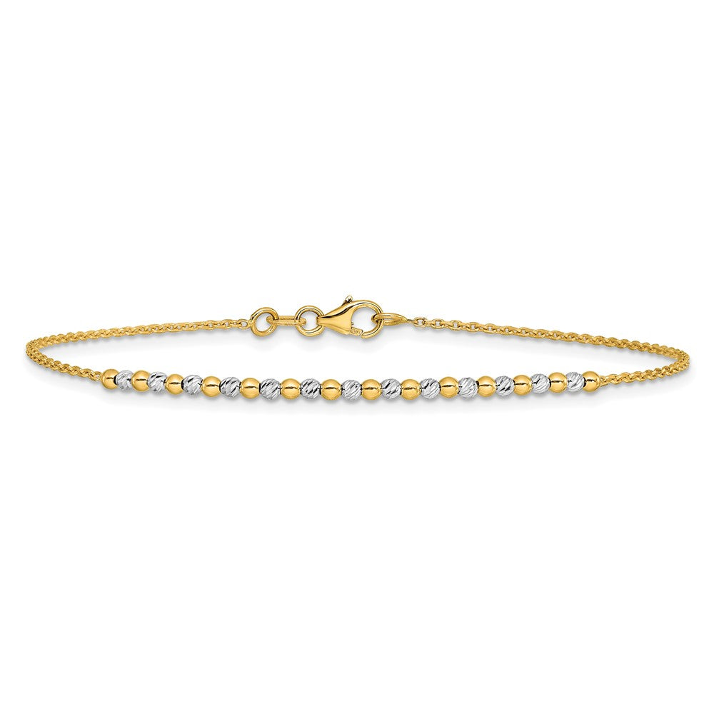 Diamond-cut Beaded Necklace 18" - Two-Tone Gold