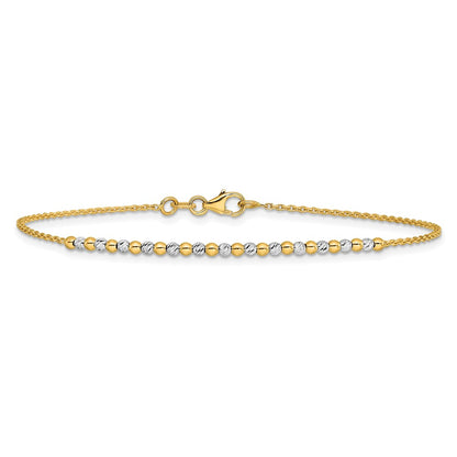 Diamond-cut Beaded Necklace 18" - Two-Tone Gold