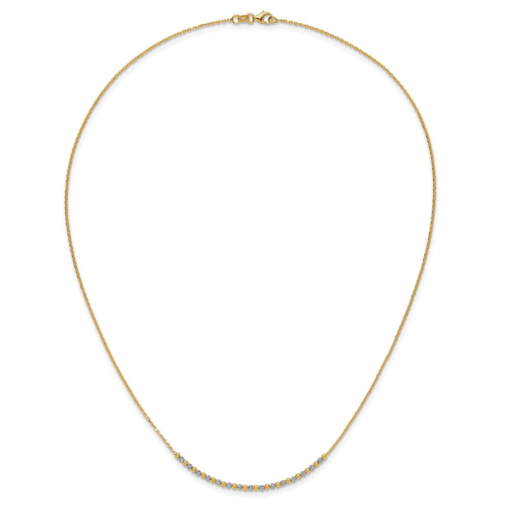 Diamond-cut Beaded Necklace 18" - Two-Tone Gold