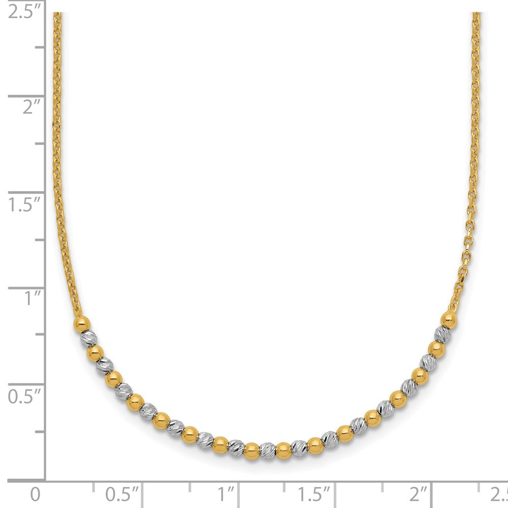 Diamond-cut Beaded Necklace 18" - Two-Tone Gold