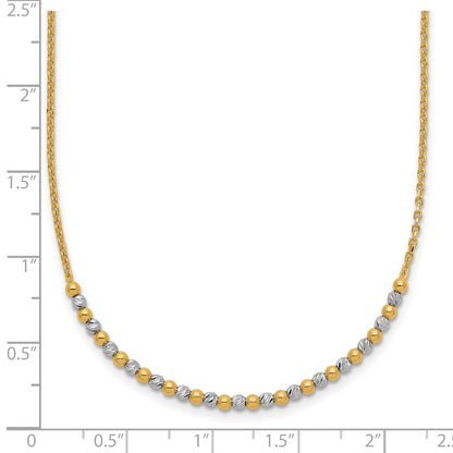 Diamond-cut Beaded Necklace 18" - Two-Tone Gold