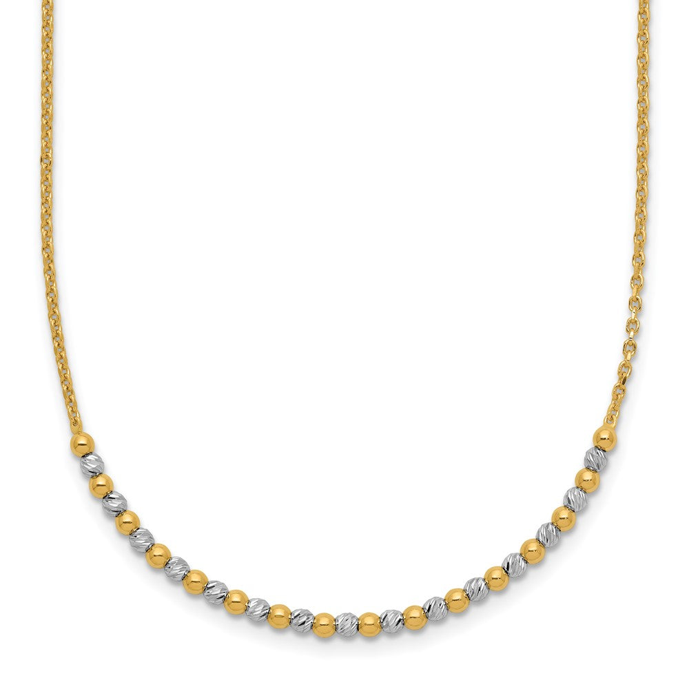 Diamond-cut Beaded Necklace 18" - Two-Tone Gold
