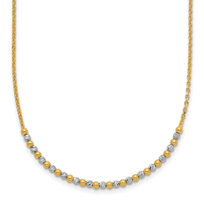Diamond-cut Beaded Necklace 18" - Two-Tone Gold