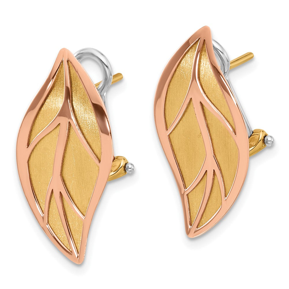 Polished / Brushed Leaf Omega Back Earrings