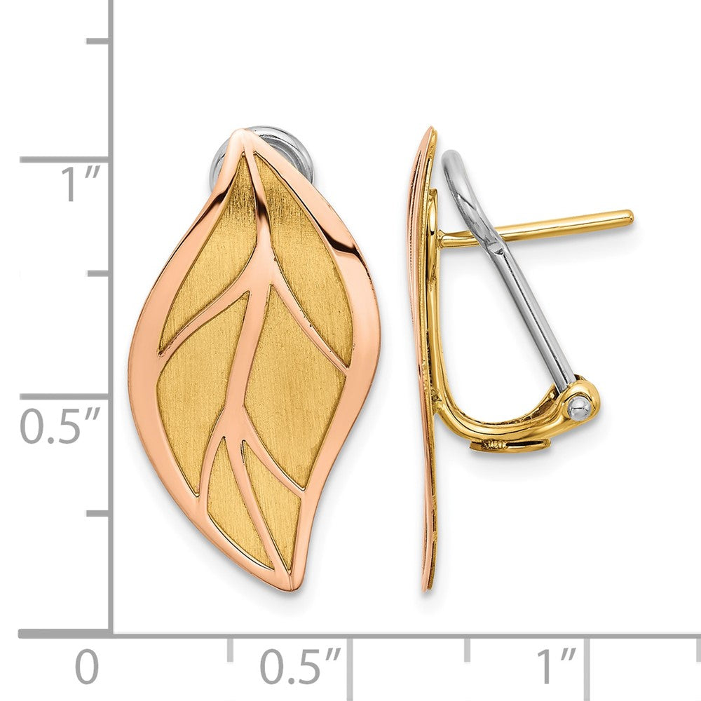 Polished / Brushed Leaf Omega Back Earrings