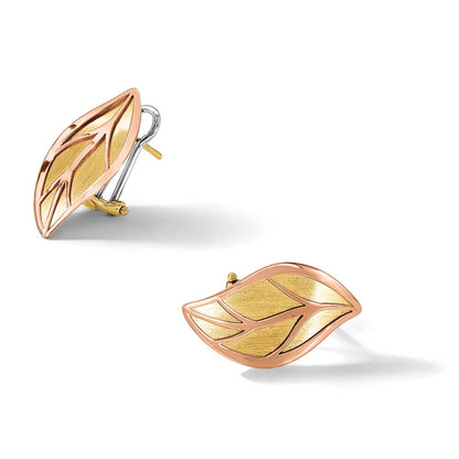 Polished / Brushed Leaf Omega Back Earrings