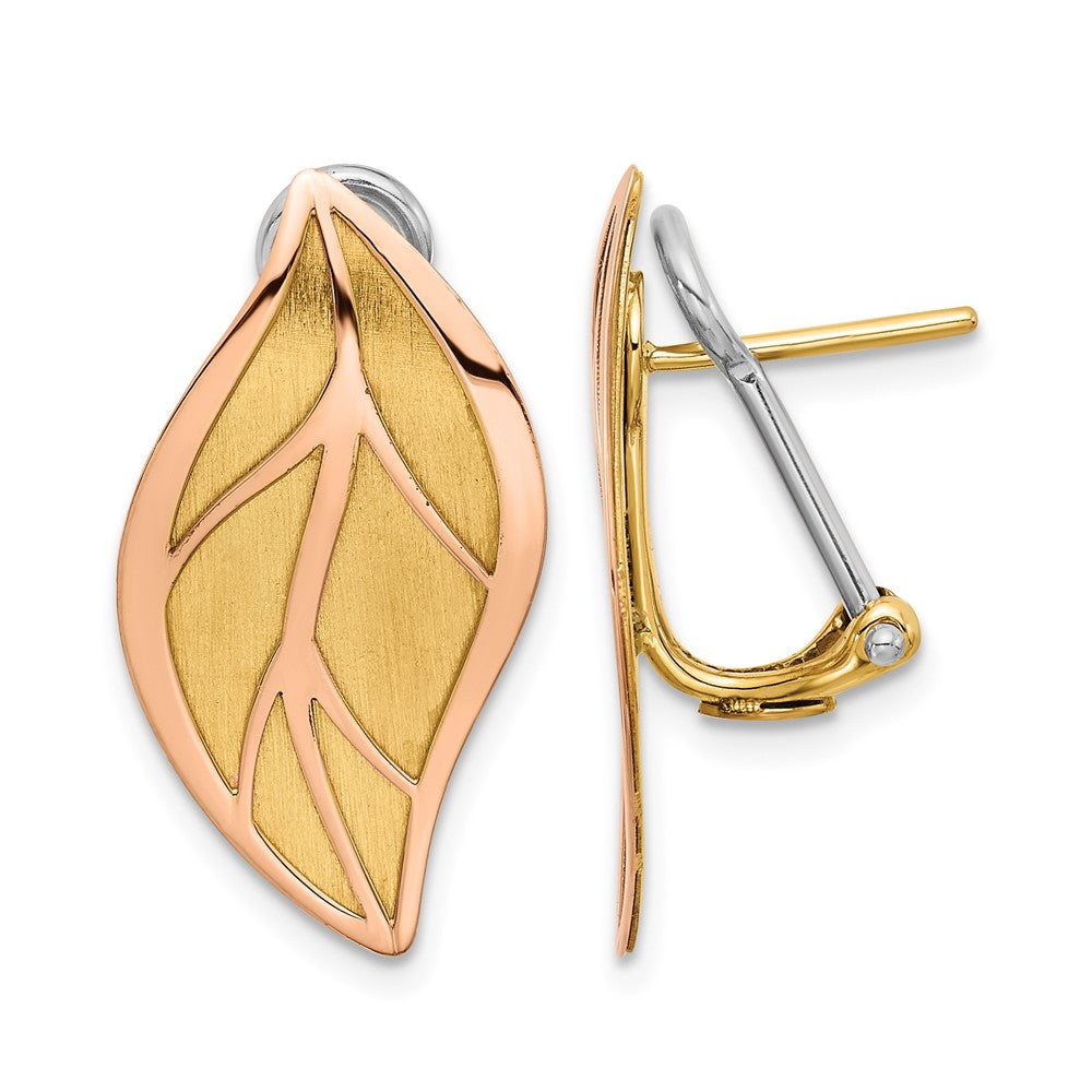Polished / Brushed Leaf Omega Back Earrings