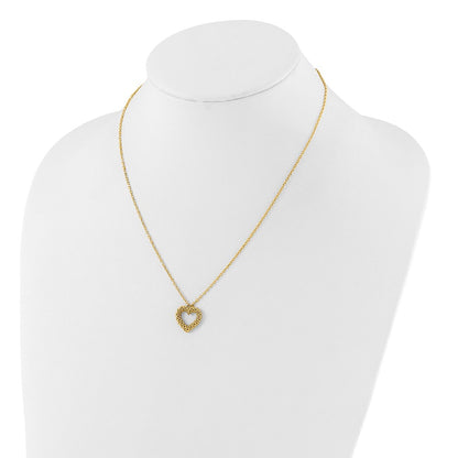 Polished Textured Heart Necklace 18"