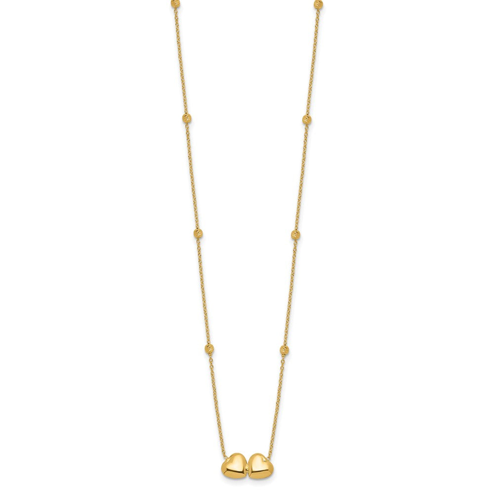 D/C Beaded Double Heart w/2in ext. Necklace