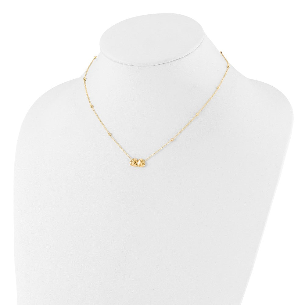 D/C Beaded Double Heart w/2in ext. Necklace