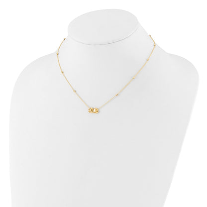 D/C Beaded Double Heart w/2in ext. Necklace