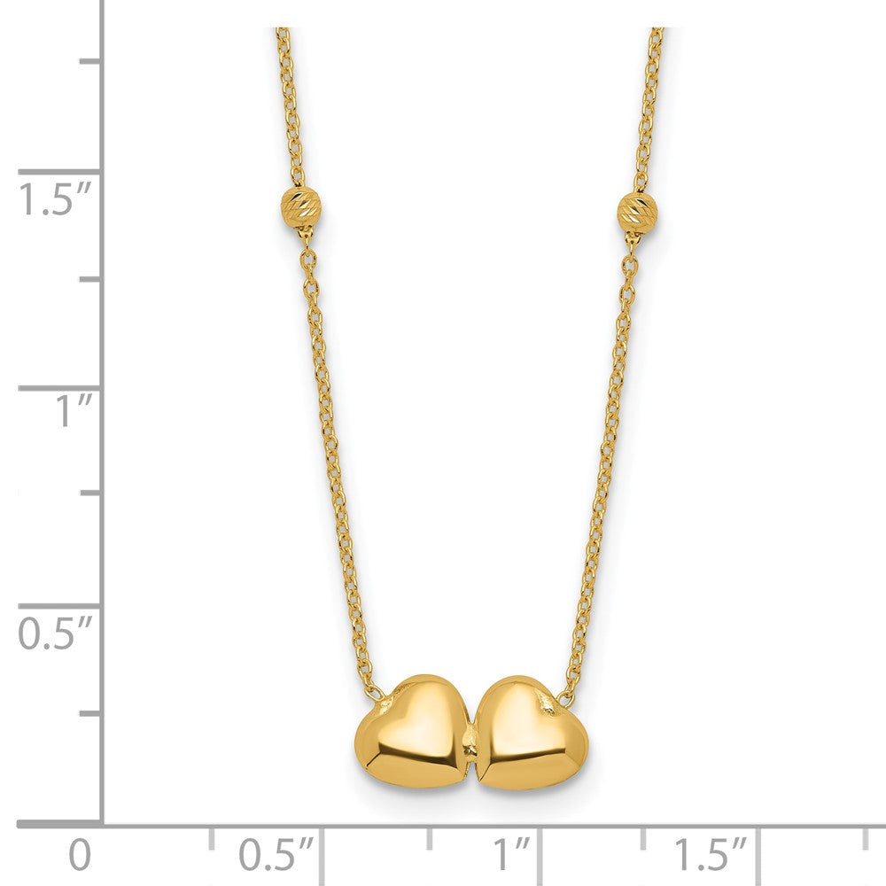 D/C Beaded Double Heart w/2in ext. Necklace