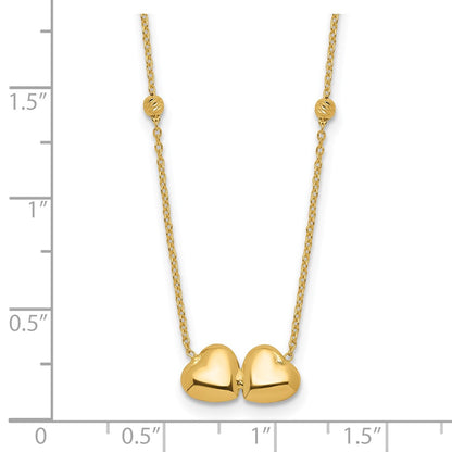 D/C Beaded Double Heart w/2in ext. Necklace