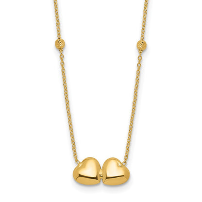 D/C Beaded Double Heart w/2in ext. Necklace