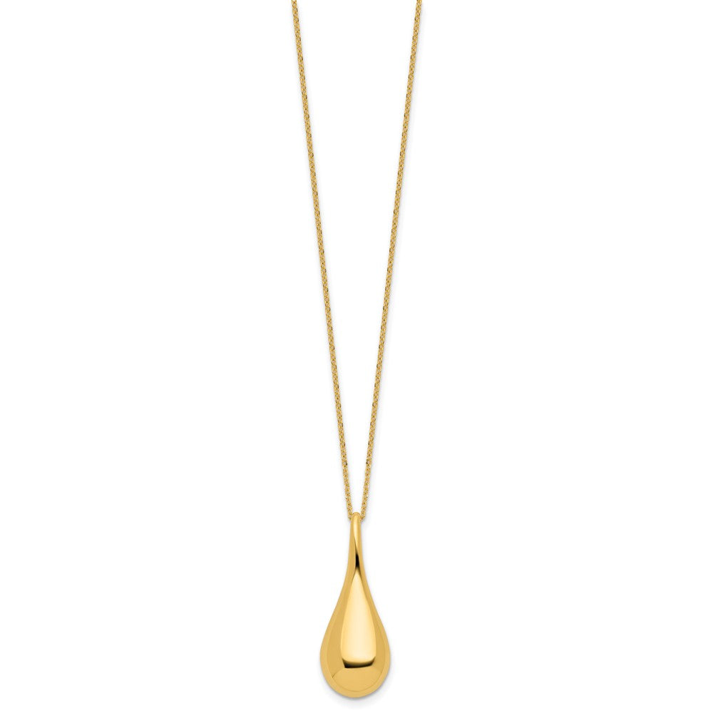 Polished Hollow Teardrop Necklace 18"