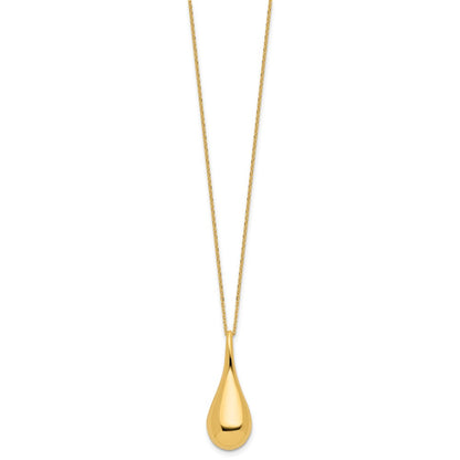 Polished Hollow Teardrop Necklace 18"