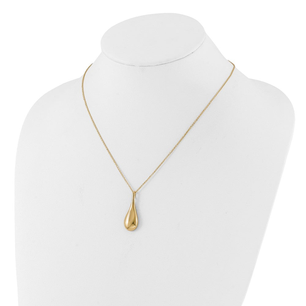 Polished Hollow Teardrop Necklace 18"