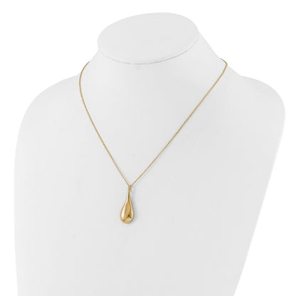 Polished Hollow Teardrop Necklace 18"