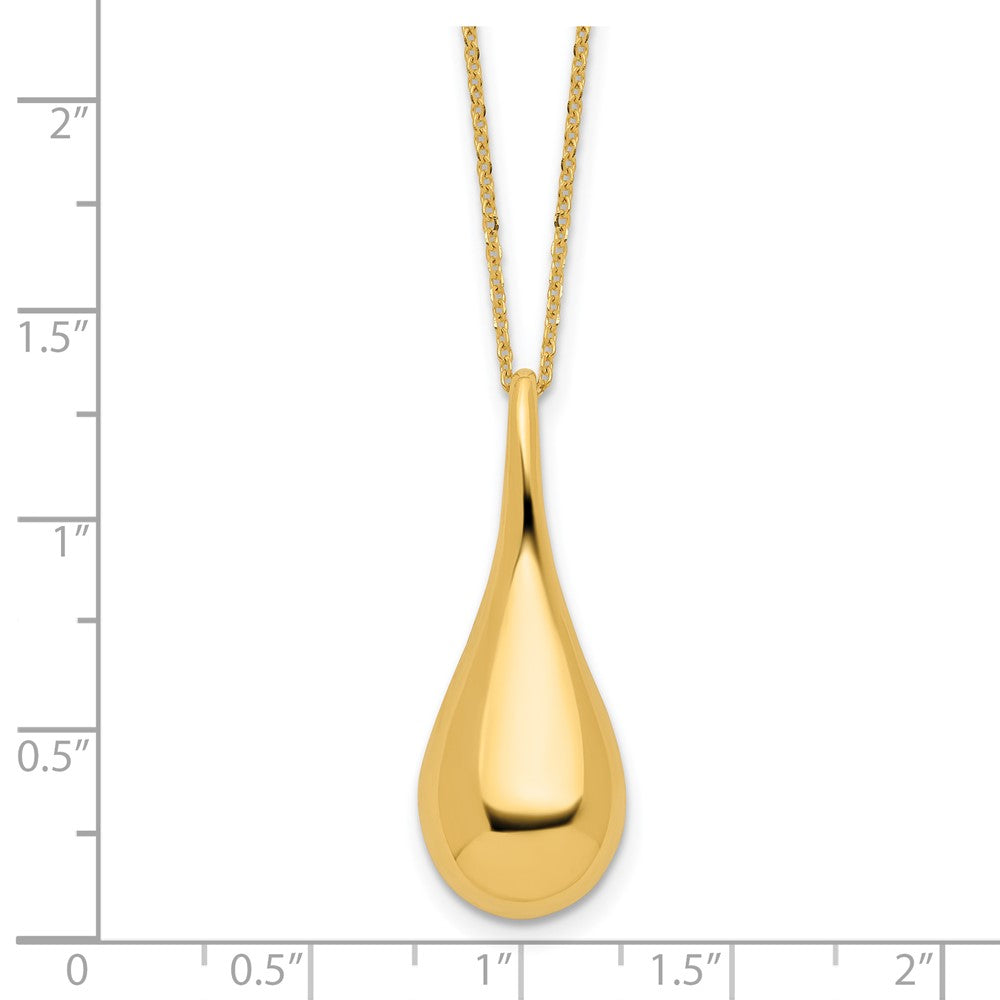 Polished Hollow Teardrop Necklace 18"