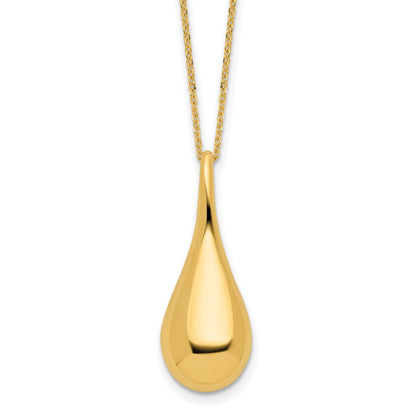 Polished Hollow Teardrop Necklace 18"