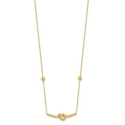 Polished Knotted Pendant and Beads w/2in ext. Necklace