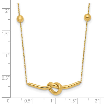 Polished Knotted Pendant and Beads w/2in ext. Necklace