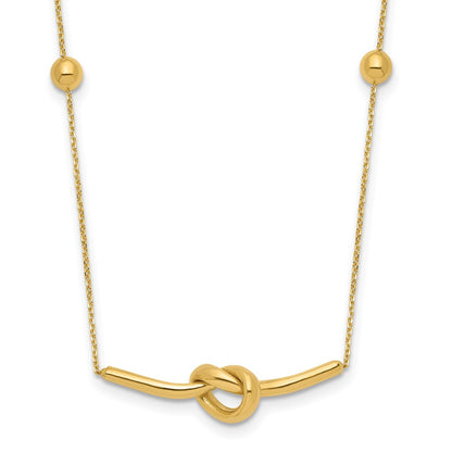Polished Knotted Pendant and Beads w/2in ext. Necklace
