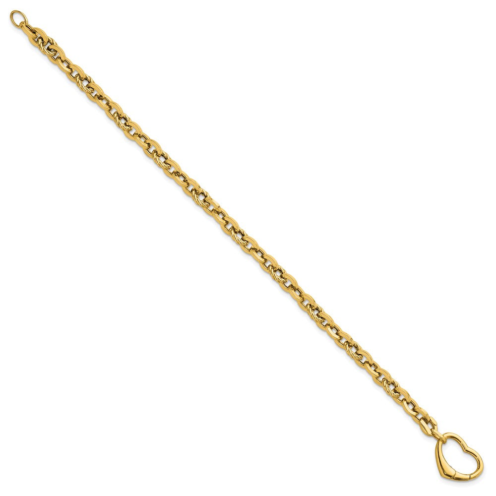 Polished & Twisted Link Heart Clasp Bracelet 7.5"