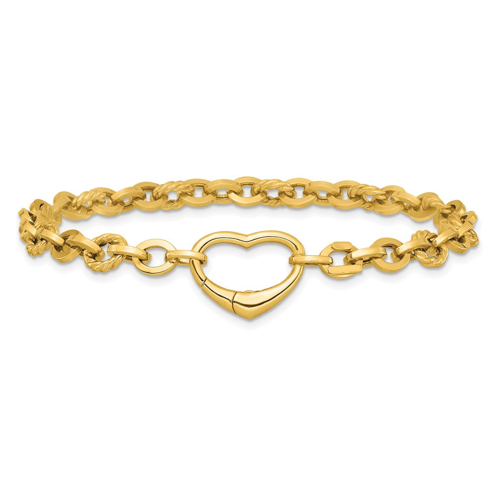 Polished & Twisted Link Heart Clasp Bracelet 7.5"