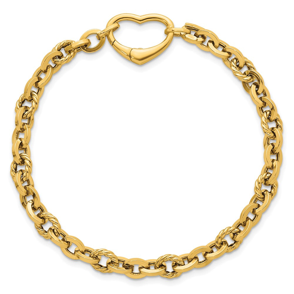 Polished & Twisted Link Heart Clasp Bracelet 7.5"