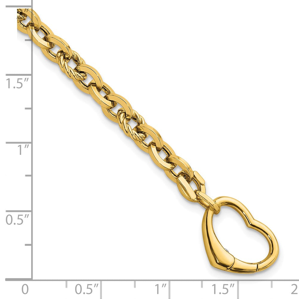 Polished & Twisted Link Heart Clasp Bracelet 7.5"
