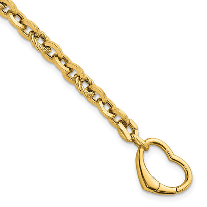 Polished & Twisted Link Heart Clasp Bracelet 7.5"