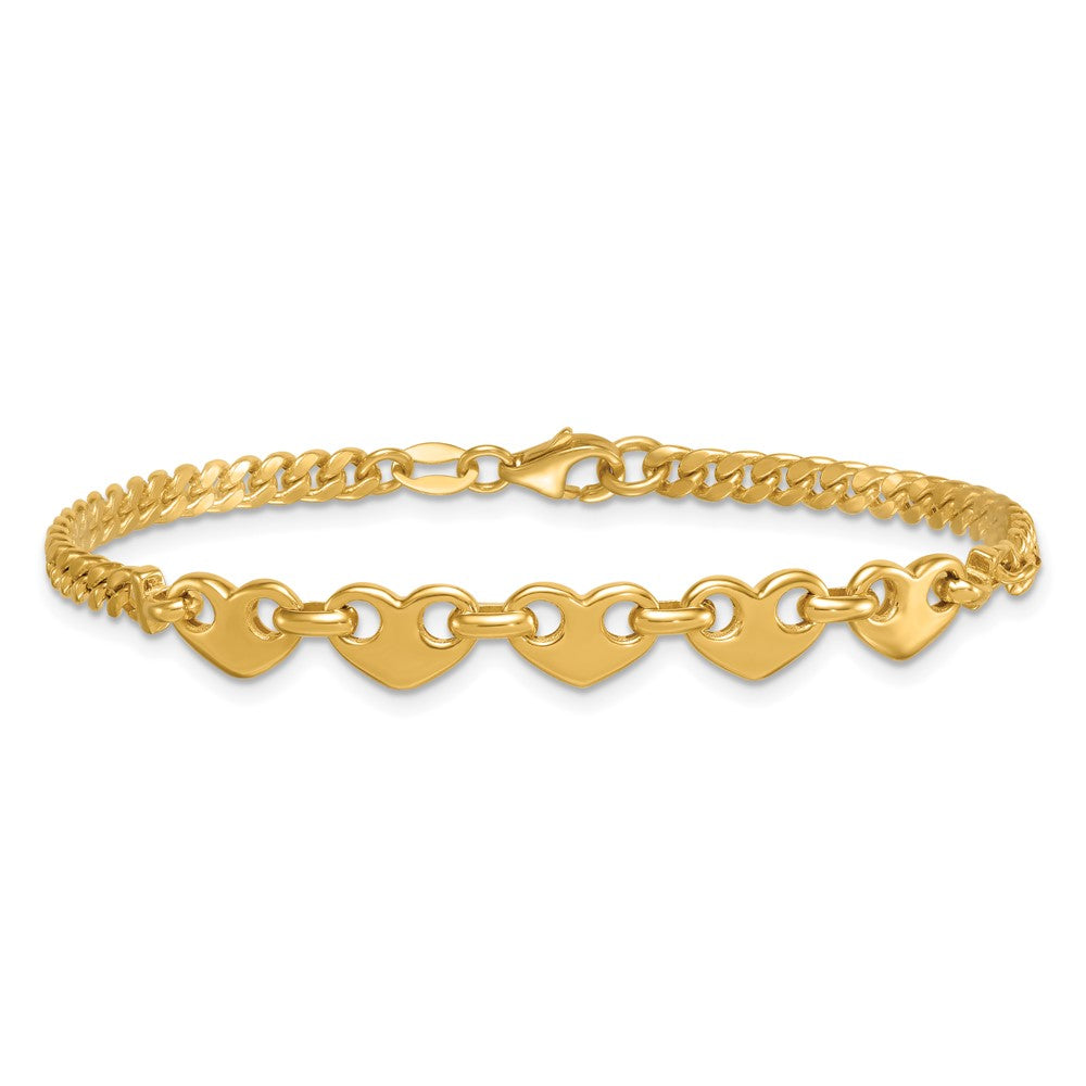 Polished Hearts Curb Link Bracelet 7"