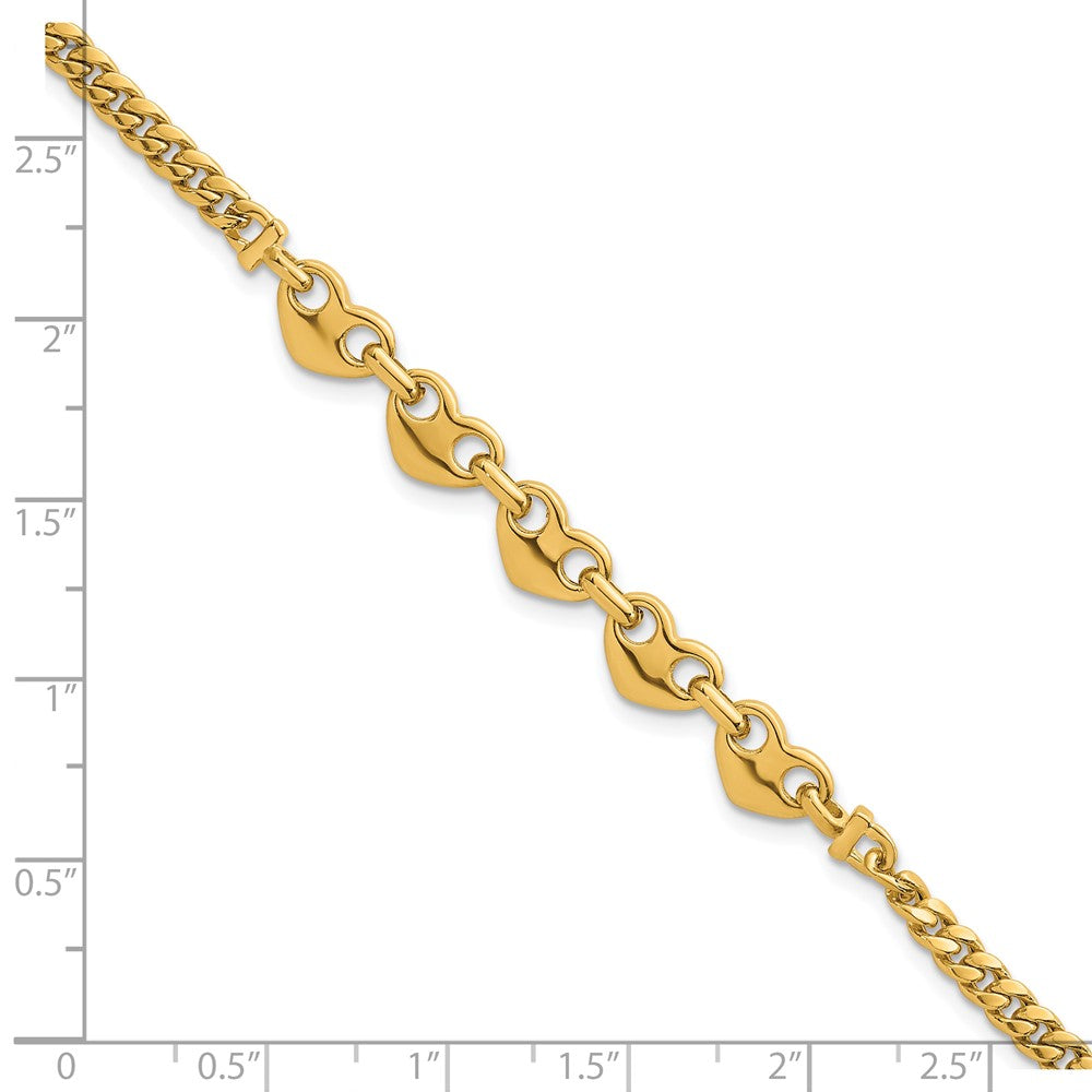 Polished Hearts Curb Link Bracelet 7"