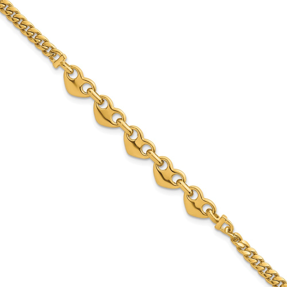 Polished Hearts Curb Link Bracelet 7"