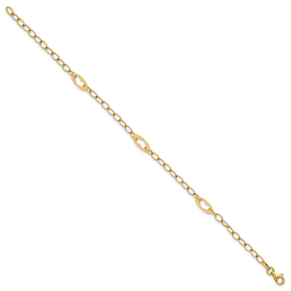 Polished Heart Link Bracelet 7.25"