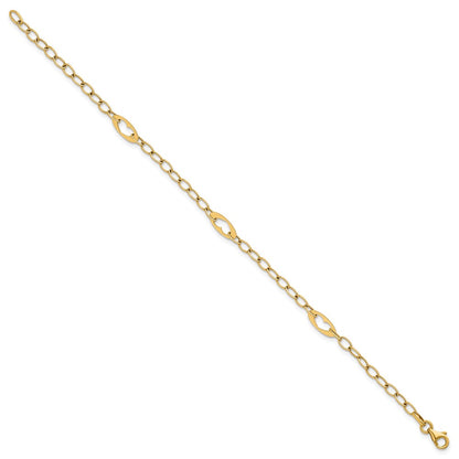 Polished Heart Link Bracelet 7.25"