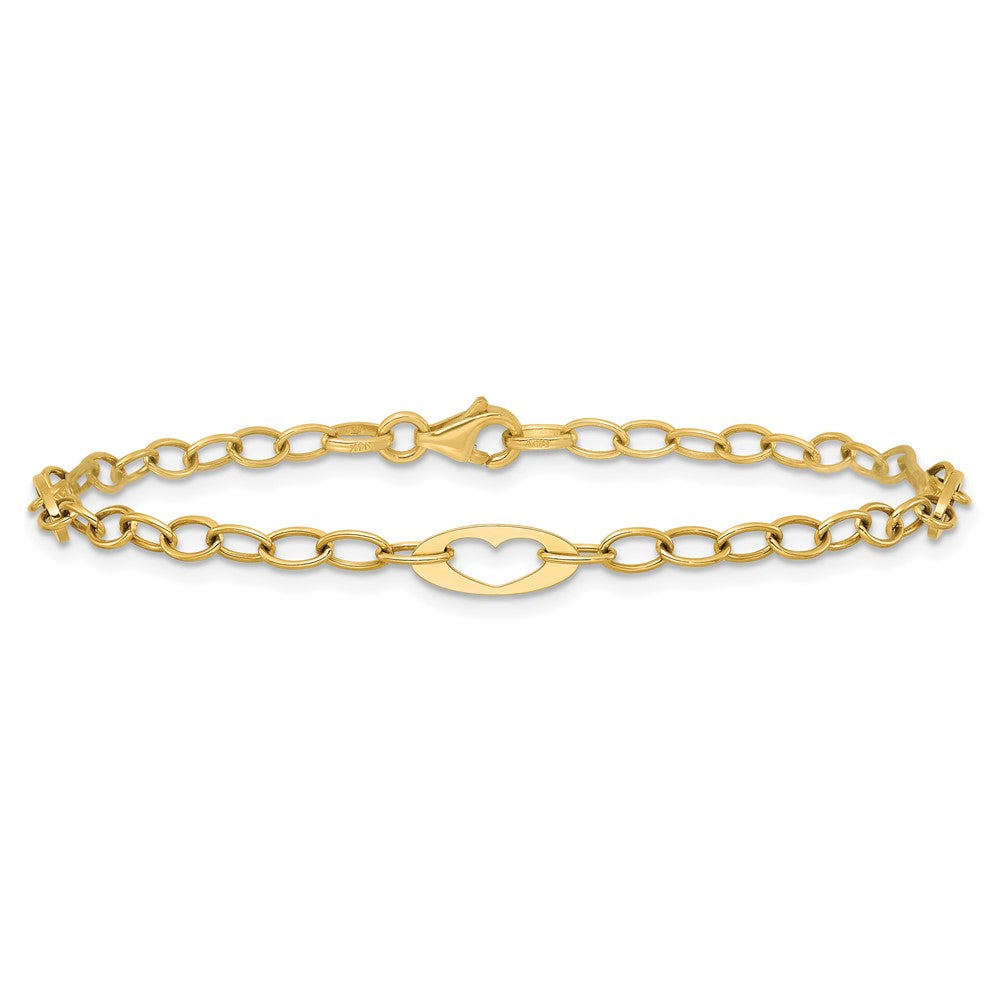 Polished Heart Link Bracelet 7.25"