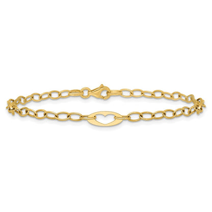 Polished Heart Link Bracelet 7.25"