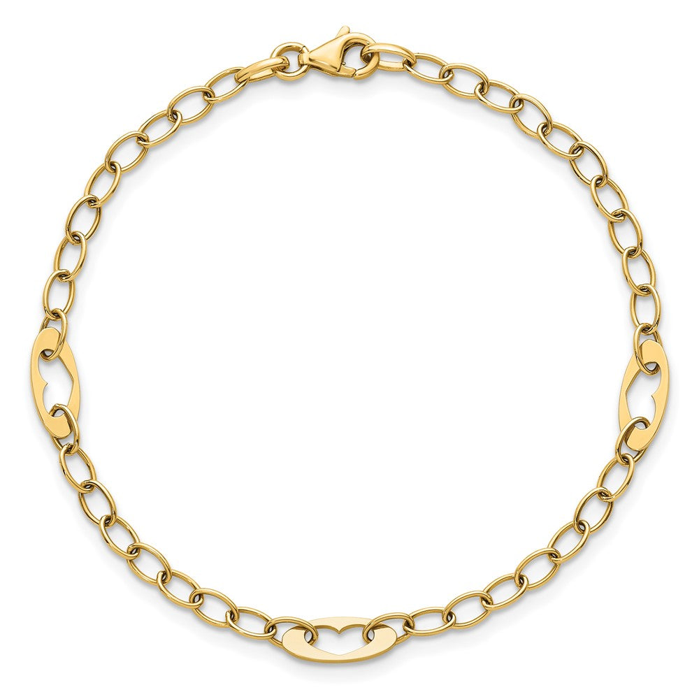 Polished Heart Link Bracelet 7.25"