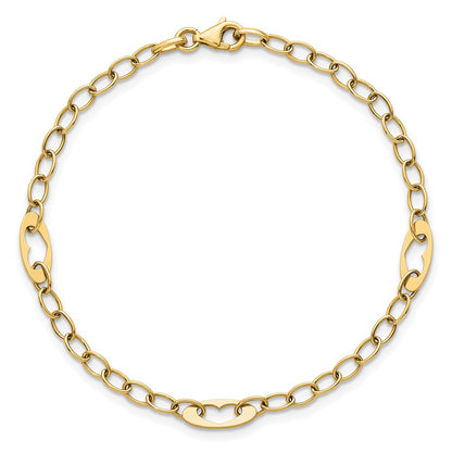 Polished Heart Link Bracelet 7.25"