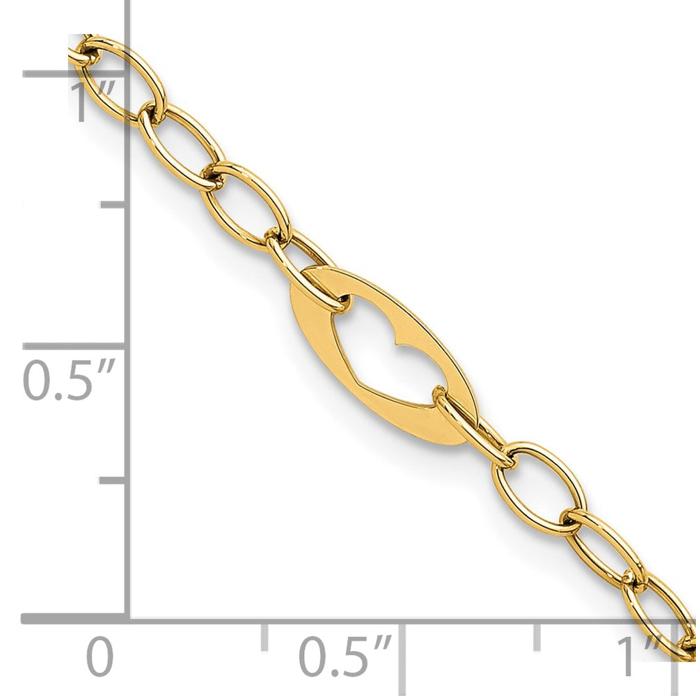Polished Heart Link Bracelet 7.25"