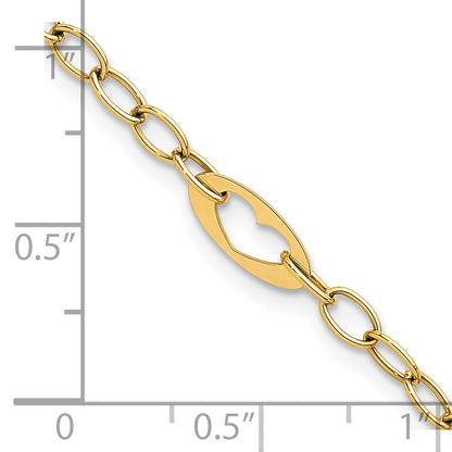 Polished Heart Link Bracelet 7.25"