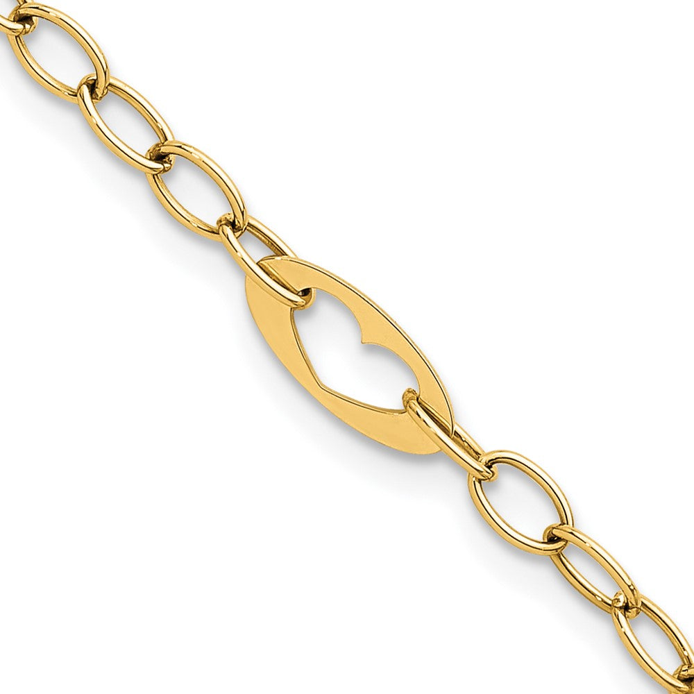 Polished Heart Link Bracelet 7.25"