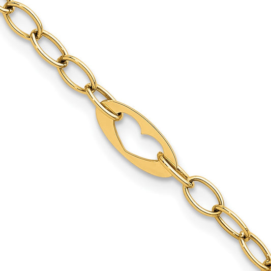 Polished Heart Link Bracelet 7.25"
