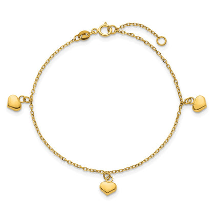 Polished 3D Heart w/.75in Ext Bracelet