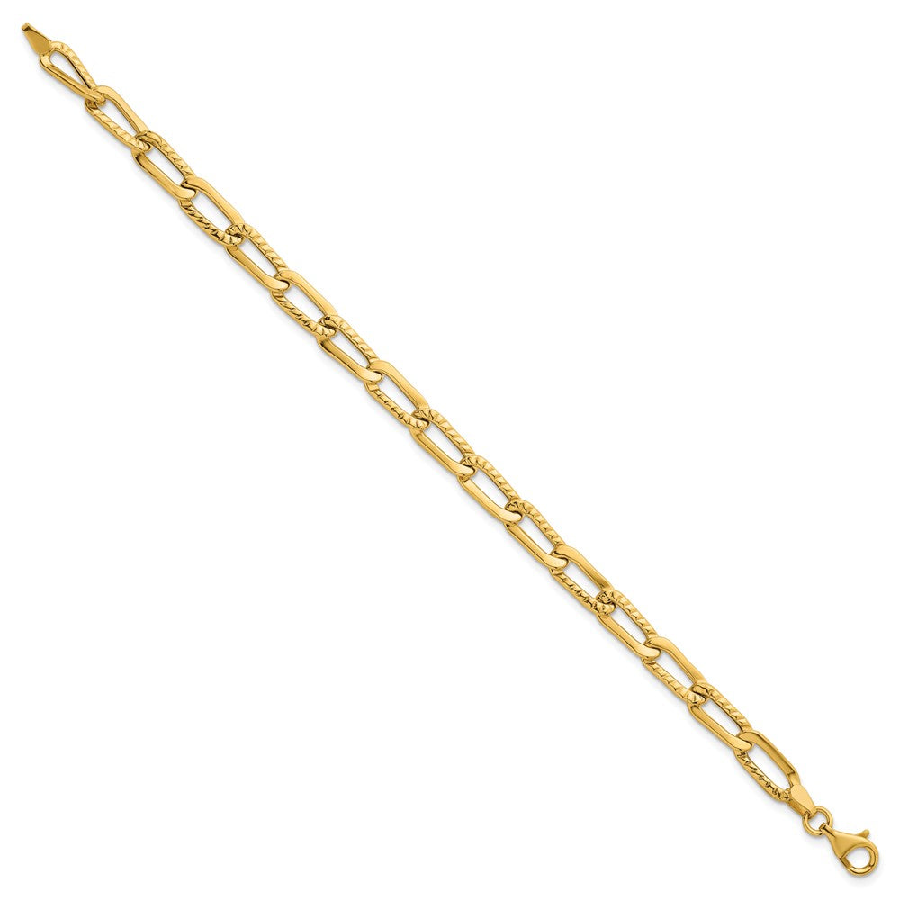 Polished and Textured Fancy Link Bracelet 7.5" - 5.5mm